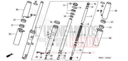FOURCHETTE AVANT VT750C21 de 2001